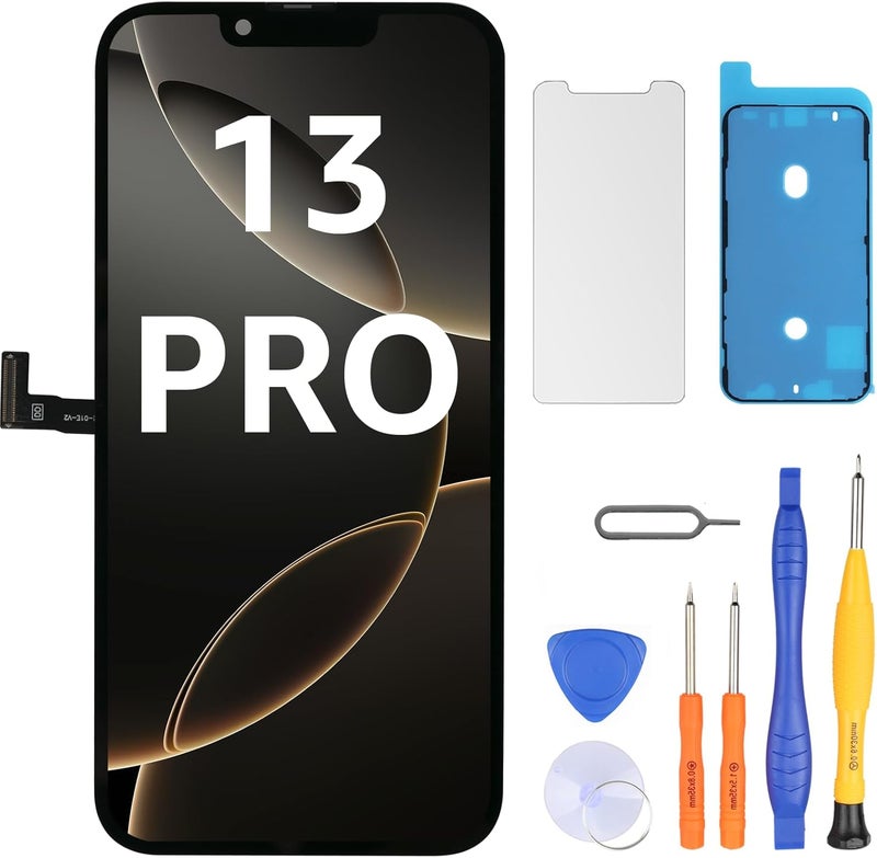 LL TRADER Screen Replacement for iPhone 13 pro 6.1" LCD Retina FHD Display COF Touch Screen Digitizer with Repair Tool Kits, Waterproof Tape, Screen Protector (Truetone programable) New 2025 - Image 1